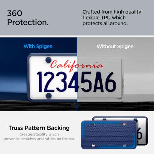 Image of Spigen 1Pack Car License Plate Frame Holder Screws&Install Kit-Marine Blue