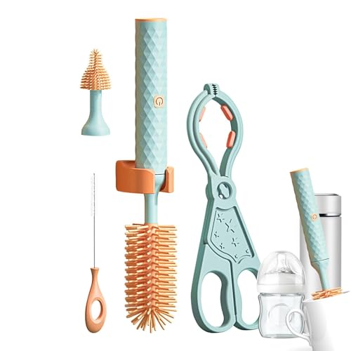 Cepillo eléctrico de biberón: Cepillo de Silicona de Limpiador de Botellas Impermeable con Cabeza de Cepillo - Cepillo de pezón, Cepillo de Limpieza de Paja, Regalo de Regalo y Nuevas Madres