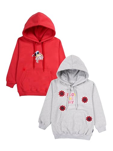 Image of KiddoPanti Unisex Solid Pullover Hooded Fleece Sweatshrit | Cotton Poly Fleece Fabric | Waist Length, Full Sleeve Hoodie | 2 Kangaroo Pockets | Winter Wear for Boys & Girls