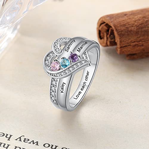 10K 14K 18K Gold Mom Ring Personalized 1-6 Birthstones Ring for Women Customized Gold Name Ring for Mother's Day Birthday Anniversary Christmas Size 4-15 with Gift Box2