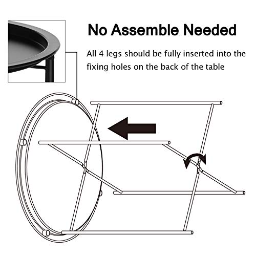 Vecelo Side/End Table, Folding Round Metal Anti-Rust And Waterproof Outdoor Or Indoor Tray For Living Room Bedroom Balcony And Office, 1 Pcs, Black #TOP5