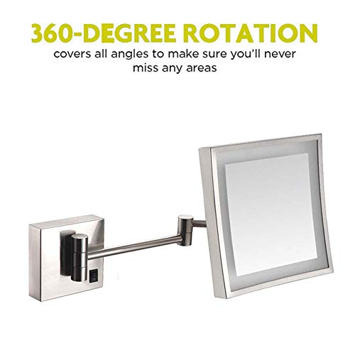 Miroir de maquillage mural LED nickel rechargeable USB