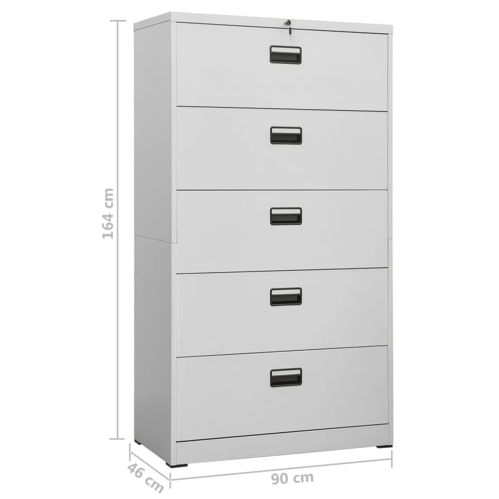 vidaXL Armadio Classificatore Grigio Chiaro 90x46x164 cm in Acciaio
