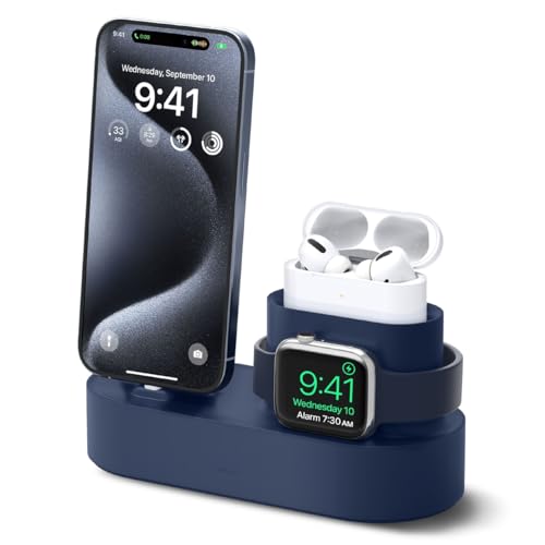 elago 3 in 1 Charging Station Compatible with Apple Watch Series 11/10/9/8/7/6/5/4/3/2/1/SE3/SE2/SE1, Apple AirPods Pro 2/1, AirPods 3/2/1 and All iPhone Models [Original Cables Required]