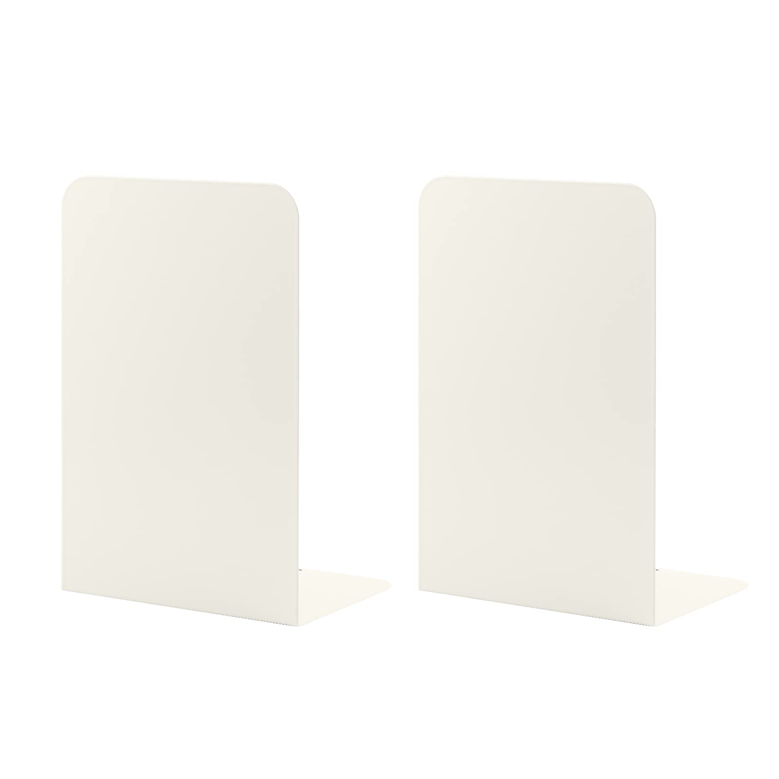 Sujetalibros para Estanterías de Libros, Sujetalibros para Oficina, Extremos de Libro para Libros Pesados, Soportes de Metal para Sujetalibros de Estilo Minimalista Moderno, Blanco Lechoso(1 Pares)