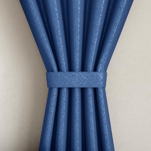 Image of Wakefit Jacquard Room Darkening Curtain | Light Blocking Upto 70% | (9 x 3.9 ft) | Door Curtain | Set of 2 | Reduces Noise | Machine Washable | Smash |Diamond Blue