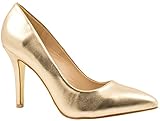  Elara Spitz Damen Pumps Stiletto High Heels chunkyrayan JA70-Gold-41