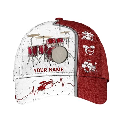 Motocicleta Gorra Bateristas Musicales con Instrumentos Musicales Rojos Y Latidos del Corazón Ligereza Sombreros De Pesca Transpirable Gorra De Malla para Tenis Golf Invierno