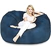 5 ft blue color giant bean bag chair with filler included comfortable ultra soft long lasting durable double stitching removable zipper closure cover  urban country home decor