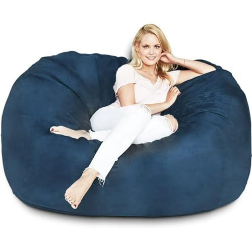 5ftbluecolorgiantbeanbagchairwithfillerincludedcomfortableultrasoftlonglastingdurabledoublestitchingremovablezipperclosurecover Urban Country Home Decor 5 ft blue color giant bean bag chair with filler included comfortable ultra soft long lasting durable double stitching removable zipper closure cover urban country home decor