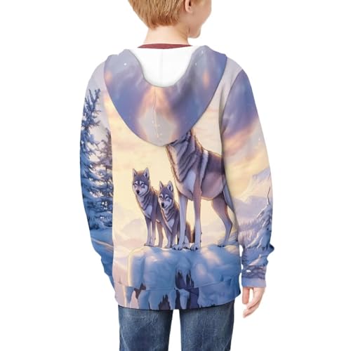Wolf Zip Up Sweatshirt Fashion Hoodies Zipper Jacket Long Sleeve Sweatshirts Fall Hoodie for Kids Boy Girl 6-164
