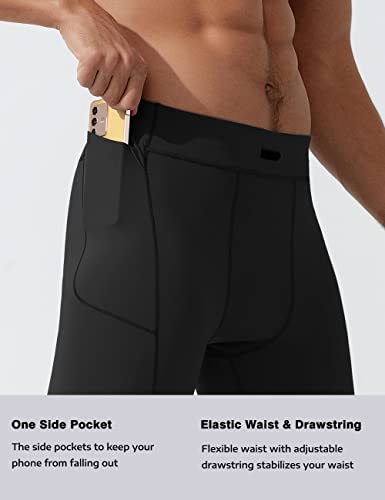 MIZOK Men's Elastic Compression Shorts Sports Performance Active Workout Tight Shorts with Pocket4