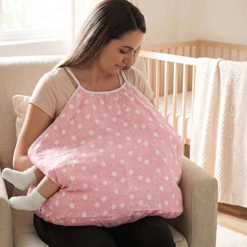 Image of BAYBEE Feeding Pillow for New Born Baby with Foldable Breastfeeding Cover | Feeding Cover for Nursing Mom with Adjustable Velcro & Back Support | Nursing Pillow with Removable & Washable (Dark Pink)