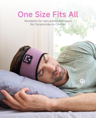 Image of Perytong Sleep Headphones Wireless, Bluetooth Headband Sports Sleeping Headphones Sleep Mask Earbuds Breathable Wireless Music Headband for Side Sleepers Sleeping Travel Workout Running Air Travel