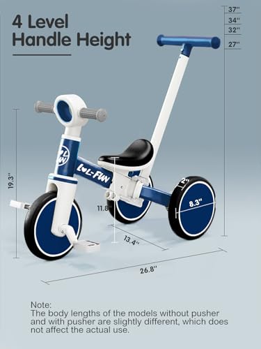 image for LOL-FUN 5 in 1 Toddler Tricycles for 1-3 Year Olds Boys Girls Toy with