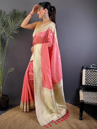Image of SGF11 Women's Kanjivaram Pure Soft Silk Saree With Unstitched Blouse Piece
