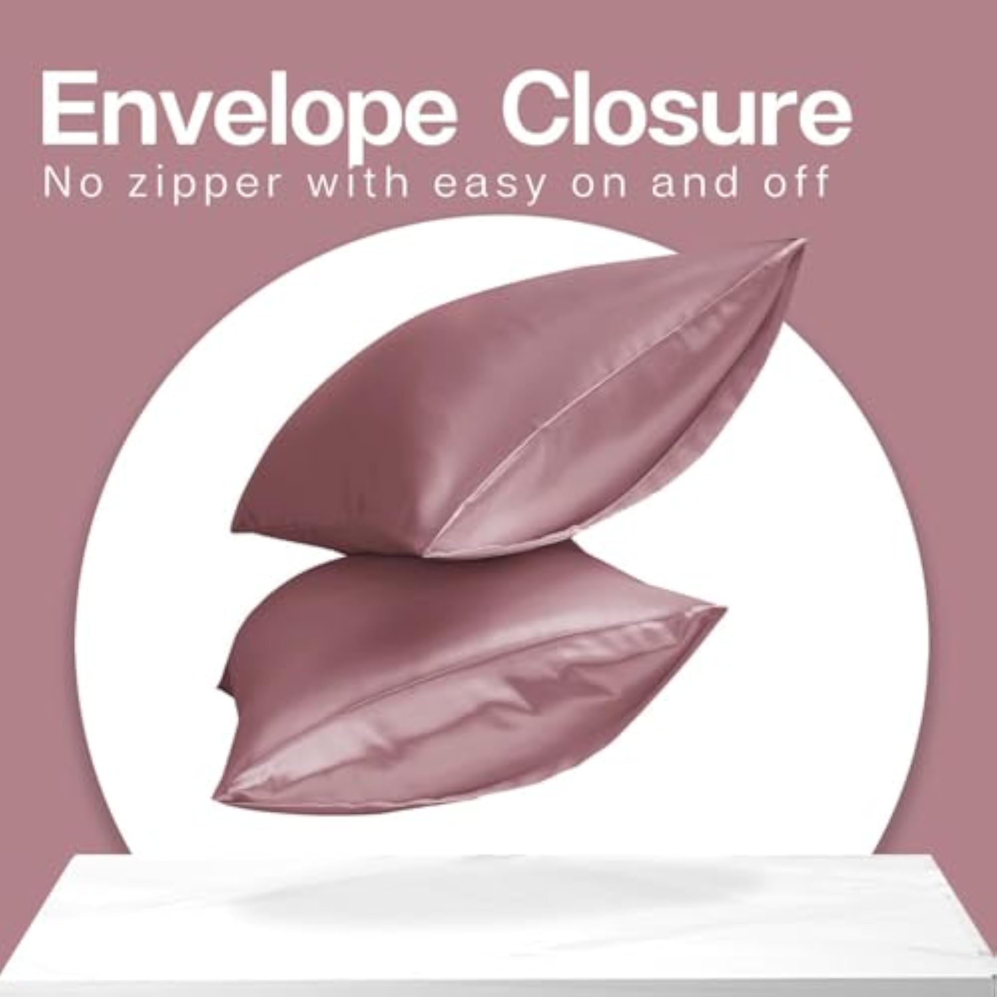 Solid Satin Silk Pillow Cover with Scrunchies for Women