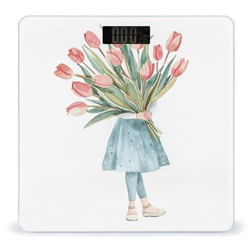 Báscula Digital de Baño con Diseño Flores y Vidrio Templado miniatura 1