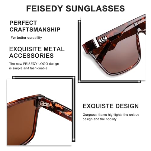 Image of FEISEDY Sunglasses for Women Men, Fashion Mirrored Single Lens Shades