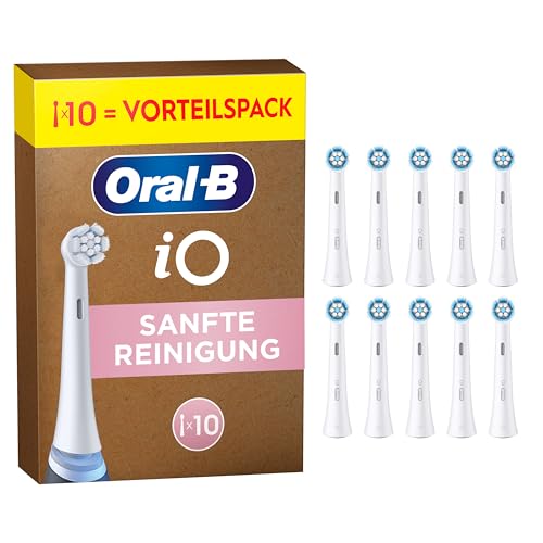 Oral-B iO Sanfte Reinigung Aufsteckbürsten — ORIGINAL Zahnbürstenaufsatz für Elektrische Oral-B iO Zahnbürsten — Ersatzbürsten, Bürstenköpfe für empfindliches Zahnfleisch & Zähne — Weiß, 10 Stück