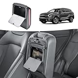 HGWEI Hidden Center Console Organizer Compatible with 2023-2026 Kia Sportage Interior Accessories - Lid of Armrest Storage Box NQ5 Secret Compartment Insert Tray, Black