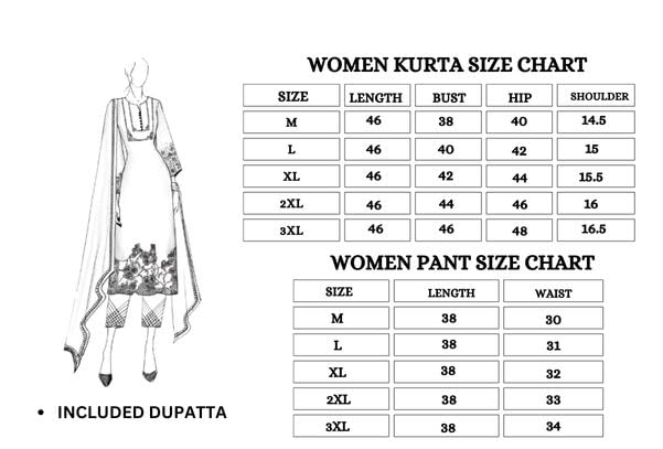 Image of Pinkmint Women's Cotton Blend Anarkali Kurta Set with Pant & Dupatta | V-Neck Printed Ethnic 3-Piece Suit | Suitable for Daily & Festive (Available in Plus Sizes)