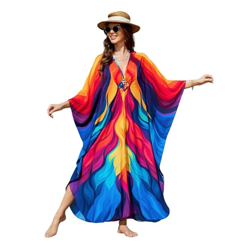 Kaftan Dresses Printed Moo Moos for Women Plus Size Mrs Roper Caftan Batwing Hand-Woven Nightgowns Lounge Summer Beach Cover Ups