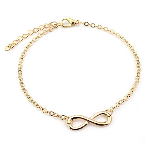 Preisvergleich Produktbild Ogquaton Frauen Fußkettchen Armband Gold Glückskette für Strand Sandale barfuß einstellbar 21cm langlebig und nützlich