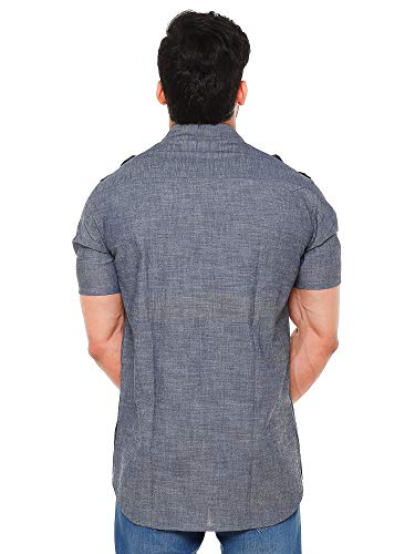 Image of Mens Cotton Linen Half Sleeve Plus Size Short Kurta