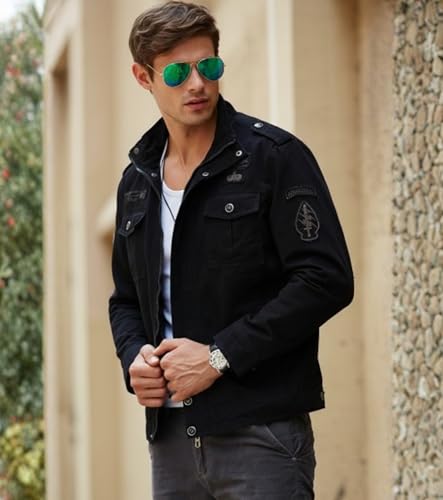 Image of L'MONTE Imported Casual Cotton Military Stand Collar Bomber Fall Jacket for Men