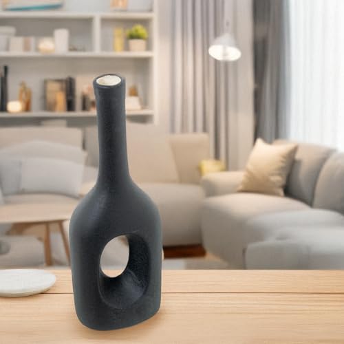 Vase céramique avec trou 33cm crème rugueux bohème - 3