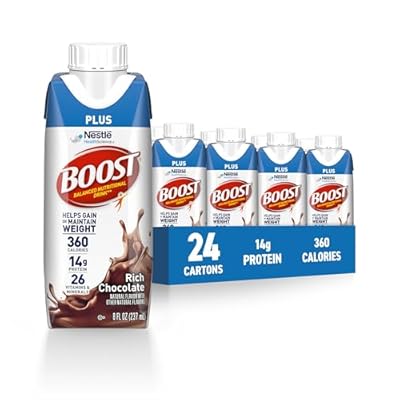 BOOST Plus Complete Nutritional Drink, Rich Chocolate, 8 Fl Oz (Pack of 24)