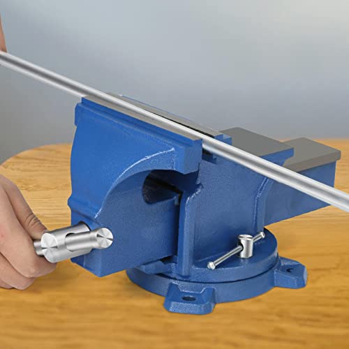 Holdfiturn 6 Inch Table Vice Heavy Duty Bench Vice with 360 Degrees Swiveling Base Cast Iron Workshop Vise for Workshop Factory, Blue 8 Holdfiturn 6 Inch Table Vice Heavy Duty Bench Vice with 360 Degrees Swiveling Base Cast Iron Workshop Vise for Workshop Factory, Blue - Image 8