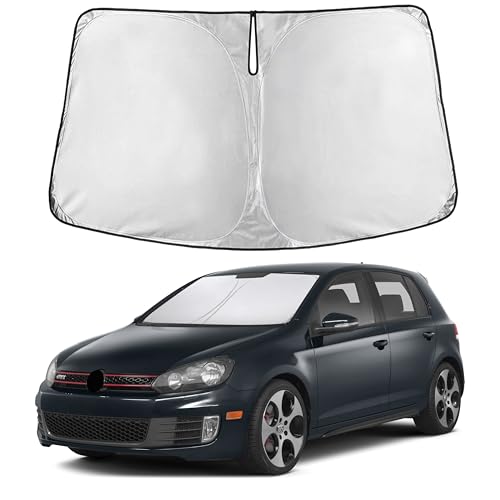 Image of EcoNour Windshield Sun Shade for Volkswagen Golf MK6 2009-2014 | Front Window Sunshade | Foldable Car Sun Protector | Blocks UV Rays & Keeps Interior Cooler