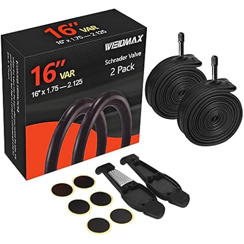 16 Inch Bike Tube, WEIDMAX 16'' x 1.75/2.125 Replacement Inner Tire Tubes (2 Pack), Premium Butyl Rubber Thorn Resistant Inner Tire with Repair Tool Kit for BOB Revolution Strollers & Most Kid Bikes Cover