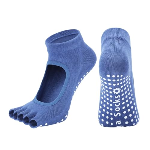 Chaussettes de yoga antidérapantes femme en coton pour sport