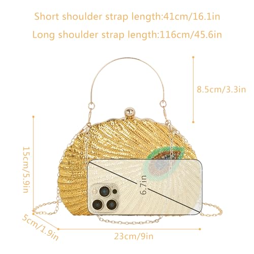 Image of Women Seashell Evening Bag Purse Mermaid Chain Strap Clutch Handbag Shoulder Bag | Seashell