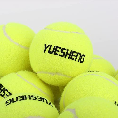 Foto von YUESHENG Tennisbälle Rosa Tennis Balls, Trainingsbälle für fortgeschrittene Anfänger, Tennisbälle für Hunde, 12er Pack mit Netztasche für einfachen Transport… (Yellow)