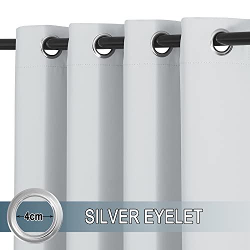 PONY DANCE Outdoorgordijn, voor balkon en terras, 2 stuks, outdoorgordijnen, wind- en zonwering, outdoorgordijnen met ingestanste ringen, boven- en onder, waterdicht, 243 x 132 cm (h x b), grijs-wit - Afbeelding 4