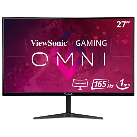 ViewSonic VX2718-PC-MHD 27-inch 1080p HD Curved Gaming Monitor, 165Hz, 1ms, Dual Integrated Speakers, Adaptive Sync, DisplayPort, 2x HDMI, for Home Entertainment and Gaming Cover