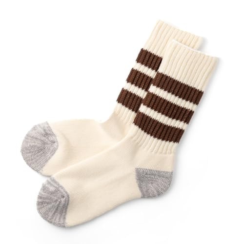 [Rototo] [���g�g] R1255 COARSE RIBBED OLDSCHOOL CREW SOCKS �I�[���h�X�N�[�� �N���[�\�b�N�X (BROWN, M)