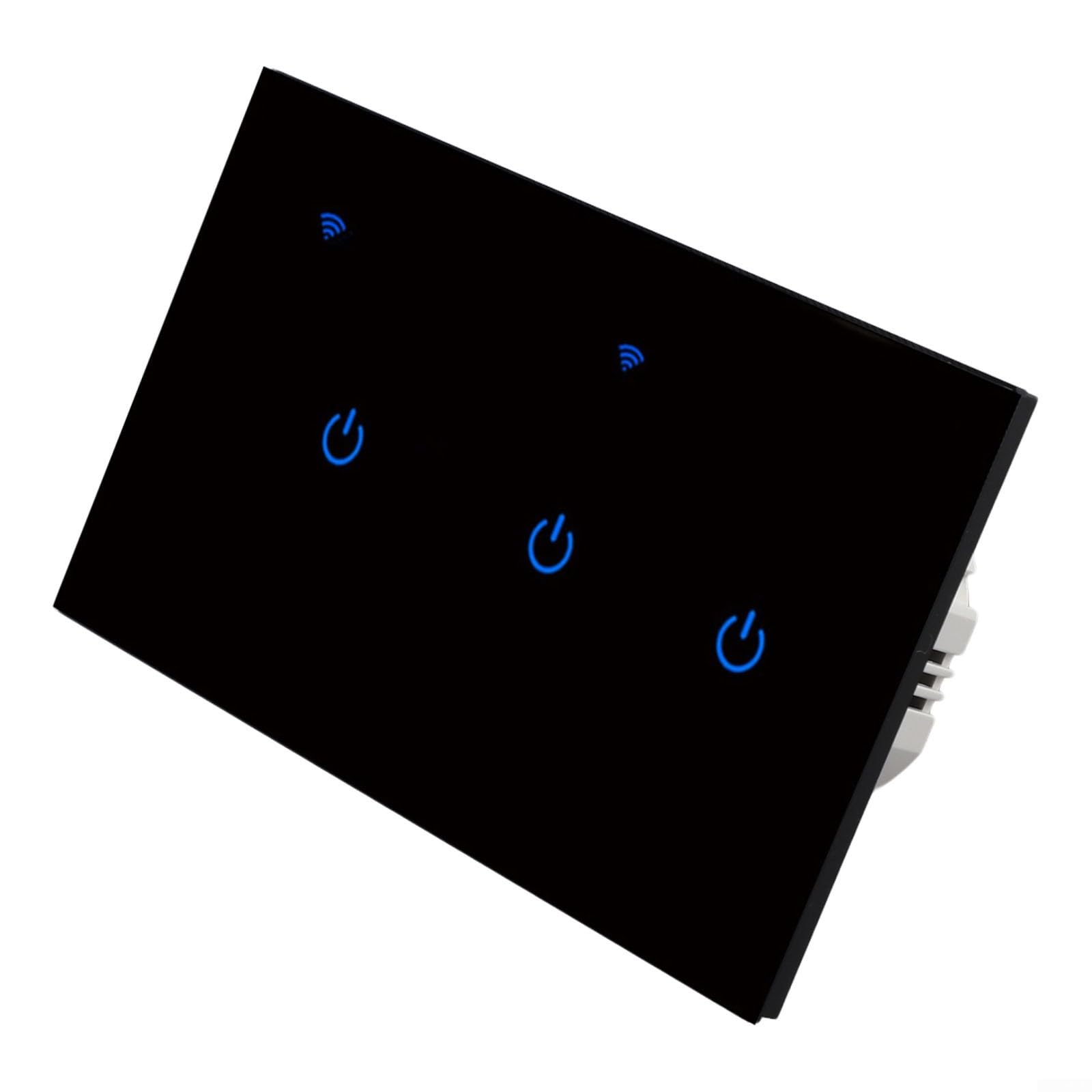Interruttore touch WLAN 220 V vetro per controllo app tuya WiFi Touch (3 marce, nero)