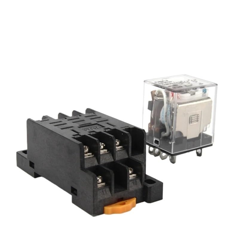 Relé intermedio HH63P LY3NJ 10A, microrelé electromagnético pequeño ACDC12V24V AC110V 220V 380V con base de enchufe de 11 pines PTF11A(DC 12V)
