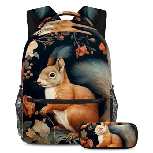 Ensemble cartable écureuil large avec sac à dos et trousse pour école