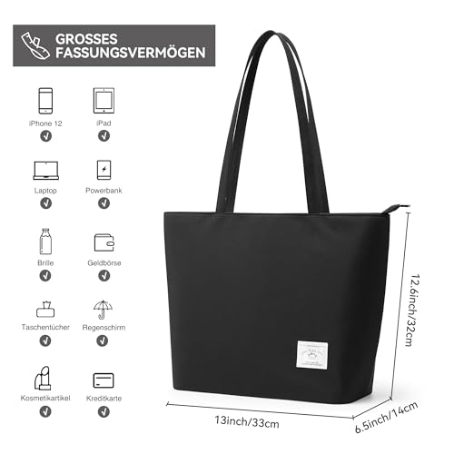 Image of KALIDI Tote Bag for Women Large Waterproof Shoulder Bag Zipper Casual Hobo Handbag Work Shopping Lightweight