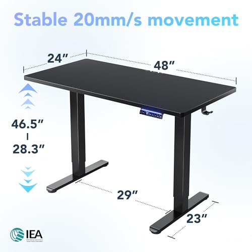 Image of HUANUO One-Piece AI-Powered Electric Standing Desk, Smart APP, Work with Alexa & Google, Adjustable Height, 3 Memory Settings, Sedentary Reminder, Ergonomic Sit-Stand Desk, 48-inch, Black