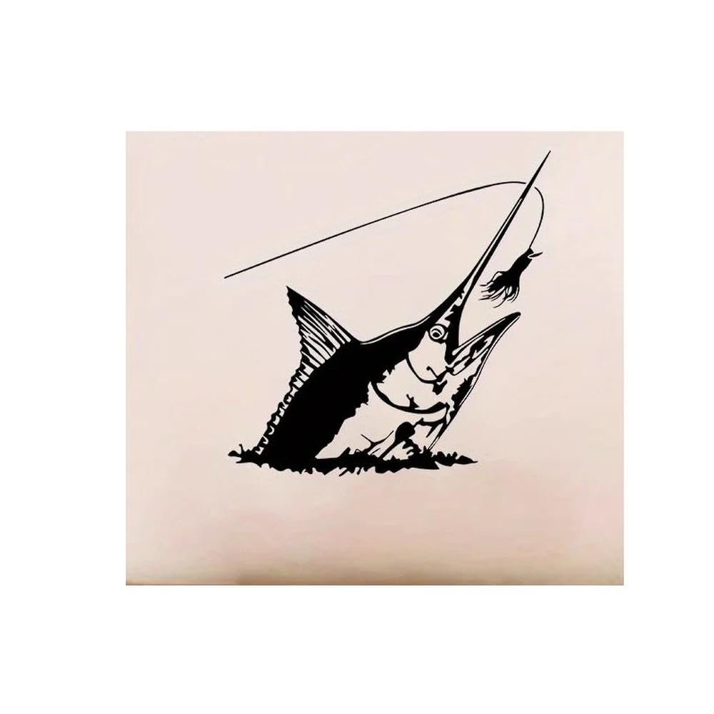 Marlin Fishing Silhouette Vinyl Sticker Waterproof Decal for Car Window Bumper