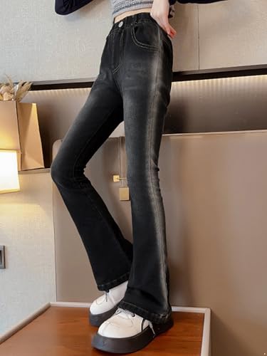 Kids Youth Girls Flared Jeans Pants Washed Denim Bell-Bottom Pants Stretchy Wide Leg Denim Trousers Streetwear4