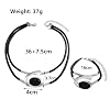 Quivox Gold Costume Jewelry Sets for Women,Fashion Black Choker Necklaces Chunky Leather Bracelets,Boho Festival Prom Jewelry Accessories Gifts(Silver) #2