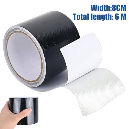 DMJJSD® Reparaturklebeband für Gewebeplanen 6M*8CM PE Planenband Hoher Klebekraft Wasserdicht LKW-Plane Reparatur Spezialband Reparatur Klebeband für lkw Gewebeplane planen Flicken(Schwarz)